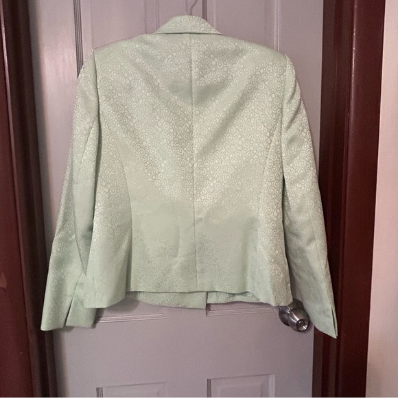 Ice Mint Green Patterned Fabric Blazer Bow Jones Wear Size 8 - Picture 2 of 12